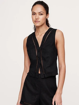 Lace-Trim Linen Vest