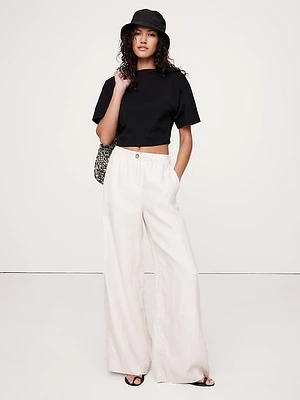 Cotton Cropped Keyhole-Back Top