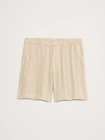 7" Stripe Linen-Viscose Pull-On Short