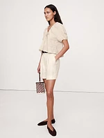 Linen Tie-Front V-Neck Top