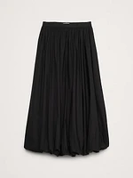 Cotton Poplin Bubble-Hem Maxi Skirt