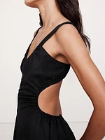 Viscose-Linen Cut-Out Maxi Dress