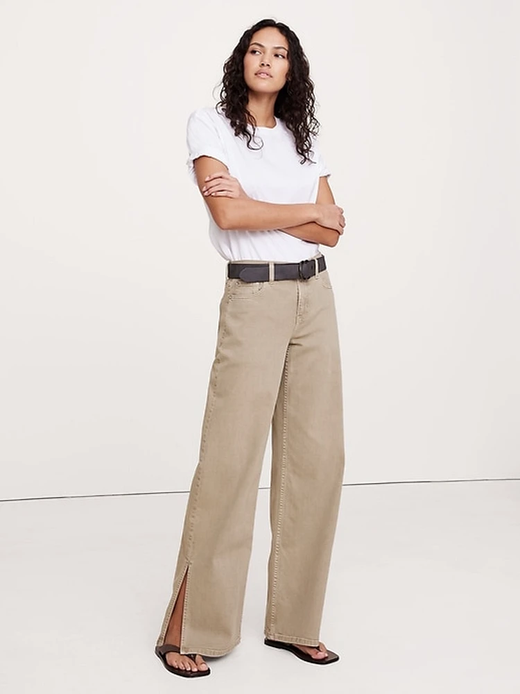 The Icon Classic Mid-Rise Wide-Leg Split-Hem Jean