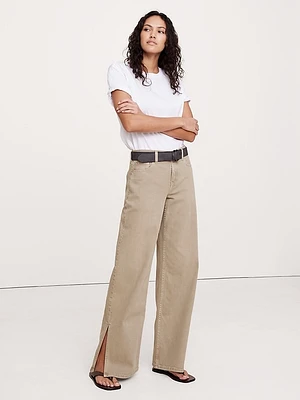 The Icon Classic Mid-Rise Wide-Leg Split-Hem Jean