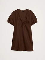 Linen Tie-Front Mini Dress