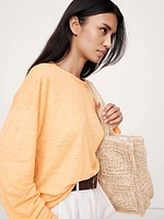 Linen Long-Sleeve Dolman T-Shirt