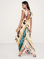 Matte Silk Open-Back Maxi Dress