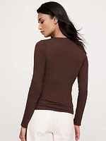 Ribbed Long-Sleeve Crew-Neck T-Shirt