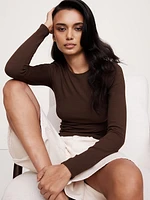Ribbed Long-Sleeve Crew-Neck T-Shirt