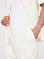 Pleated Cotton-Linen Blend Suit Pant