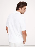Wide-Ribbed Cotton Knit Shirt
