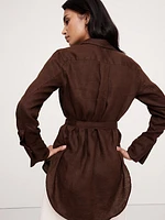 Linen Belted Tunic Shirt