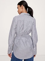 Cotton Poplin Belted Tunic Shirt