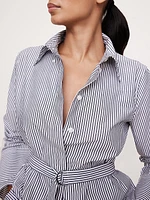 Cotton Poplin Belted Tunic Shirt
