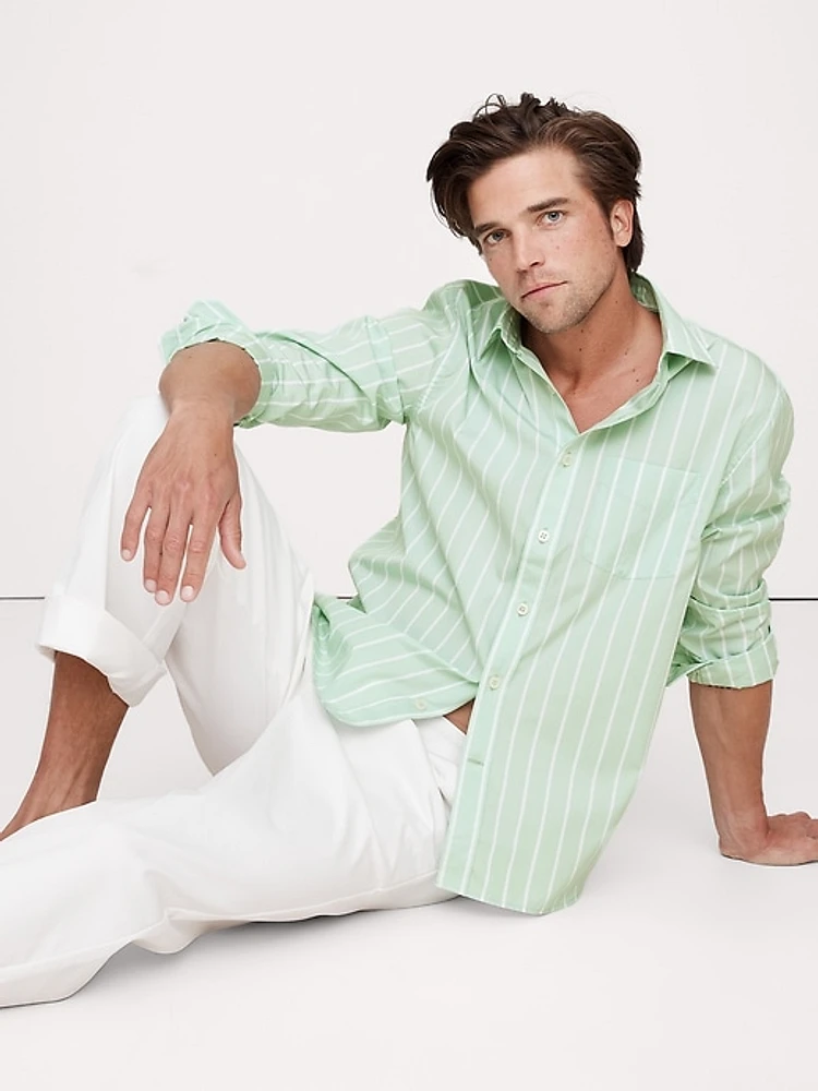 Standard-Fit Washed Cotton Poplin Shirt