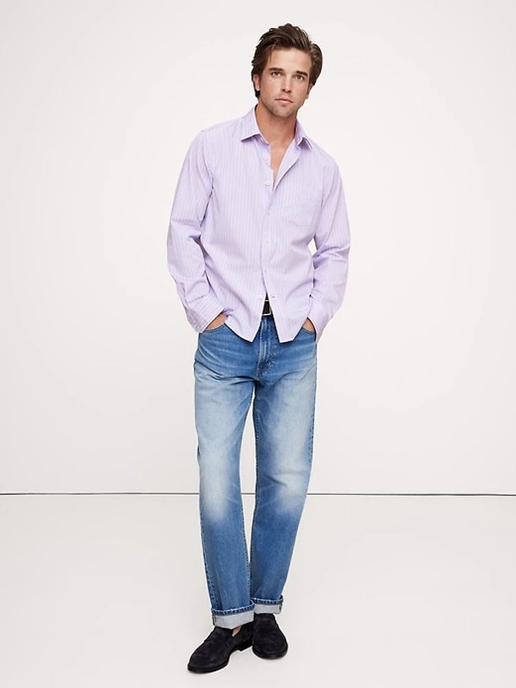Standard-Fit Washed Cotton Poplin Shirt