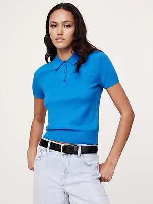 Lightweight Cashmere Short-Sleeve Sweater Polo