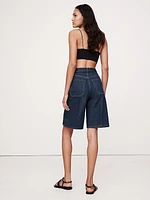 High-Rise Denim Bermuda Short