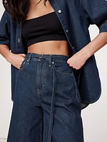 High-Rise Denim Bermuda Short