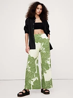 Pull-On Wide-Leg Matte Silk Pant