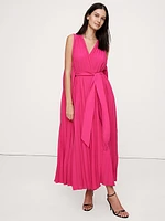 Pleated Cape Maxi Dress