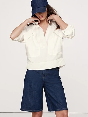 Oversized Viscose-Linen Popover