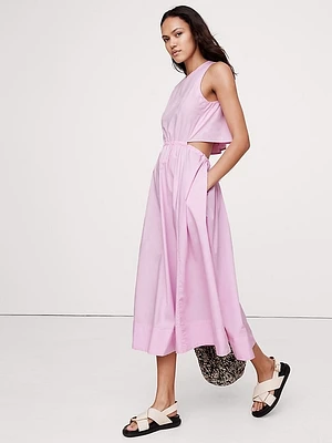 Cotton Poplin Cut-Out Midi Dress