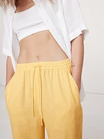 Linen Pull-On Ankle Pant