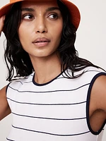 Ribbed Cap-Sleeve T-Shirt