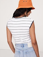 Ribbed Cap-Sleeve T-Shirt