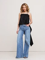 Linen High-Low Open-Back Tank