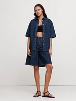 High-Rise Denim Bermuda Short