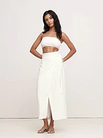 Linen Wrap Maxi Skirt