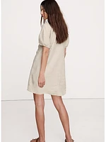 Linen Tie-Front Mini Dress