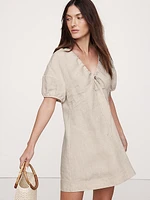 Linen Tie-Front Mini Dress