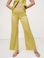 Mid-Rise Kick-Flare Satin Ankle Pant