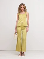 Mid-Rise Kick-Flare Satin Ankle Pant