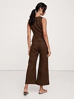 Mid-Rise Kick-Flare Linen Ankle Pant