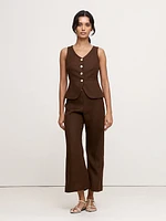 Mid-Rise Kick-Flare Linen Ankle Pant