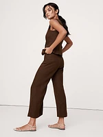 Mid-Rise Kick-Flare Linen Ankle Pant