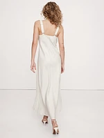 Draped Viscose-Linen Maxi Dress