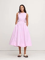 Poplin Cut-Out Midi Dress