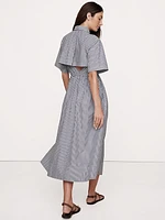 Cotton Poplin Open-Back Shirt Dress