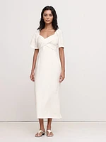 Linen Sweetheart Long Midi Dress