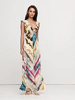 Matte Silk Open-Back Maxi Dress
