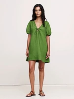 Linen Tie-Front Mini Dress