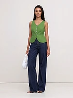 Linen Button-Front Vest