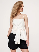 Linen High-Low Open-Back Tank