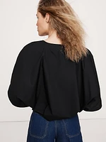 Oversized Cotton Poplin Cropped Top