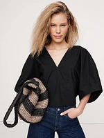 Oversized Cotton Poplin Cropped Top